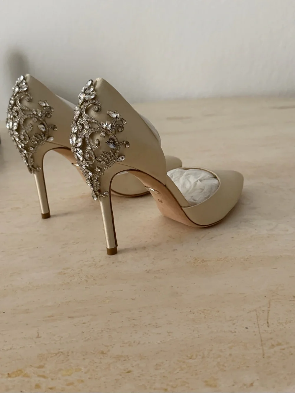 Badgley Mischka champagne satin